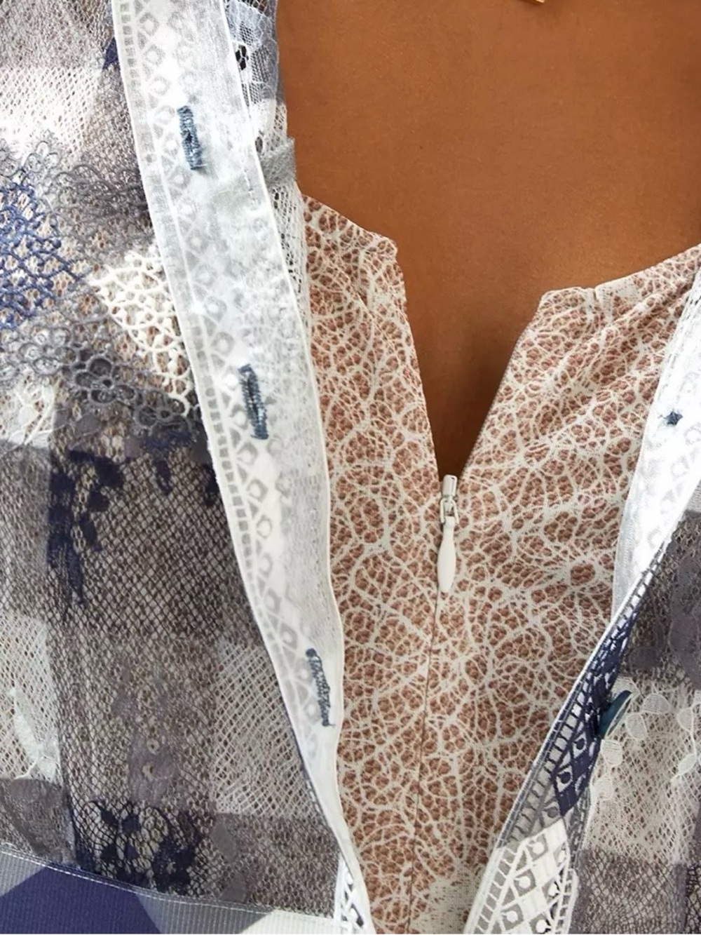 Anthropologie In Earnest By Byron Lars Gingham Lace Midi Dress - Picture 4 of 7